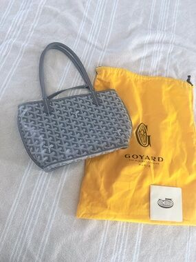Goyard Gray Mini St. Louis Tote with Chevron Pattern